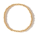 Bracciale minimalista con perline dorate e finitura metallica lucida su sfondo bianco - Stile Perla Rotonda Media (QT-B24062404A)