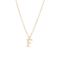 Gold titanium steel letter F pendant necklace with pave-set sparkling zircon stones - Gold-F