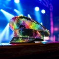 Close-up of sparkling iridescent sequins on a festive military hat for party and stage - Adjustable / 01-Rainbow Large Sequins