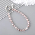 Pink crystal beaded lanyard with silver poodle charm and spring ring buckle for bags - Pink (Balloon Dog Charm)