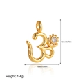 Detailed 18K gold Om pendant with clear zircon, showing 18mm height and 1.4g weight - OM