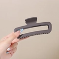 Minimalist matte dark grey large hair claw clip for women in rectangular hollow design - Matte Oval Coffee-13cm