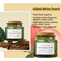 70g soy wax aromatherapy candle in green glass jar with peach scent and cork lid - Gilded White Peach