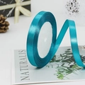 Peacock blue satin ribbon roll with a glossy finish for gift wrapping and DIY bows - 47# Peacock Blue