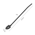 Black stainless steel 2-in-1 spoon straw with square shovel head and 22.5cm long handle - Threaded Pointed Spoon - Black