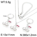 Parure en argent avec collier et boucles d'oreilles cerise rouge et dimensions - Style Créoles Cerise Gemme Rouge Argent (KS226905-GC)