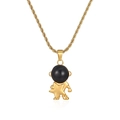 Collana da coppia con astronauta, stella dorata e catena intrecciata su sfondo bianco - Oro (MS-628)