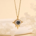 Detailed view of evil eye necklace with blue eye pendant and 18K gold plated chain - Blue Eye-A5