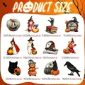 Size chart showing dimensions for 12 Halloween gnome and skeleton magnetic decorations - CT338