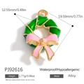 Green Christmas wreath pendant in alloy with pink bow for DIY jewelry making - Christmas Wreath (PJ92616)