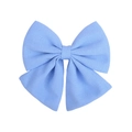 Lazo de satén azul para el cabello con pinza de pico de pato grande estilo preppy - Azul (4)