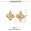 Detailed size parameters of golden clover pendant showing dimensions and weight in stainless steel - Gold Shell Texture Clover Pendant