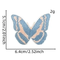 Detailed size chart of blue and pink butterfly embroidered patch on white background - Cartoon Patch 9#