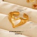 Minimalist gold heart-shaped open ring in stainless steel for women with wide band - Continuous Hollow Hearts Style (ZN1480-701)