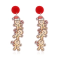 Cute acrylic gingerbread man Christmas earrings with red stud and candy cane - Red Stud Santa Hat Gingerbread Man Style E
