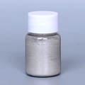 Silver pearlescent mica powder in a clear cylinder jar with white screw cap for DIY crafts - Pearl Powder #9 Light Gray