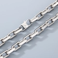 Men's 9mm silver stainless steel box-link chain necklace with secure lobster clasp - Necklace 45cm / Steel