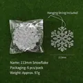 Set of 6 transparent acrylic snowflake Christmas ornaments with silver lanyards 113mm - Snowflake / 113mm
