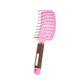 Spazzola scheletro rosa curva con setole di cinghiale e manico marrone testurizzato - Tipo Ventilato Standard / Rosa
