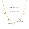 Golden titanium steel necklace with five crescent moon pendants and adjustable chain link - Moon / Gold