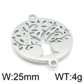 Ciondolo albero della vita argento 25mm connettore in acciaio inox per gioielli fai da te - Stile Acciaio 2 (KLJ4298-Z)