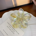 Pince à cheveux fleur de frangipanier irisée en jaune transparent pour femmes - Jaune