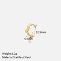 Detail shot of golden leaf ear cuff with 12.5mm dimensions and stainless steel material - 18K Gold
