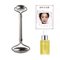 Gezichtsroller set van roestvrij staal met 30ml orchidee-olie en massage instructies - RVS Roller + Essentiële Olie + Kaart