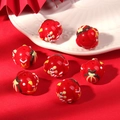 Lucky red round beads with hand-painted gold patterns for DIY jewelry and phone charms - Red Koi / Red