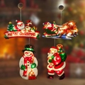 LED Christmas suction cup lights set featuring Santa, Snowman, and Reindeer styles - Combo Set D (4 Pack)