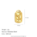 Anhänger Tulpe aus 18K vergoldetem Edelstahl in Rechteckform für DIY Schmuck 1,3g - Quadratischer Wassergras-Anhänger - Gold