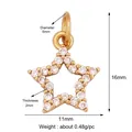 Detailed size parameters of a gold-plated star pendant with dimensions 16mm by 11mm - Hollow Star / Gold