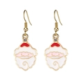 Festive Christmas Santa Claus enamel drop earrings with gold finish and rhinestone accents - Santa Claus (Rhinestone)