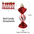 Set di 6 decorazioni natalizie a forma di caramella rossa con glitter bianchi per l'albero - Rosso