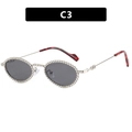 Occhiali da sole ovali retro con montatura in diamanti argento e lenti grigie C3 Y2K - Montatura Argento Lenti Grigie Terminali Leopardati