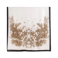 Elegant white floral scarf with gold lotus prints and black borders for summer beach sun protection - Brown Leaves with Black Border (FH24-5958-1) / 85x180cm