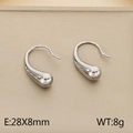 Boucles d'oreilles pendantes goutte d'eau en acier titane argenté au style minimaliste - Style Crochet Forme Goutte d'Eau (KE115928-KFC) / Couleur Acier