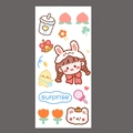 Cute cartoon rabbit girl PVC stickers with chibi bear and peach patterns for water bottles - Full Luck Girl