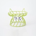 Green metal cat ear bowl stand with a decorative white polka dot bow tie - Green Bowknot Stand