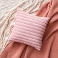Pink striped plush square pillow cover on cozy fringe blankets for office and home - Pink Striped Bunny Plush (Cover Only)