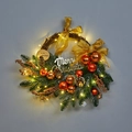 Christmas wreath with gold bow, pine cones, red baubles and LED lights for festive decor - 50cm Half Ring Gold (With LED Lights)