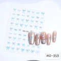 5D embossed nail art sticker MO-353 featuring blue crystal bows and rhinestones - Blue Crystal Diamond Bow / MO-353
