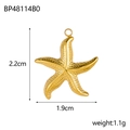 Golden ocean star pendant with textured finish, stainless steel DIY jewelry charm - Gold Starfish (BP48114B0)