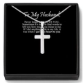 Men's silver cross necklace in black gift box with sentimental card for husband - Necklace with To My Husband Card Set 4