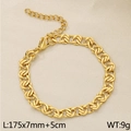 18K gold-plated stainless steel hollow NK chain bracelet with lobster clasp and extension - Gold