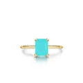 Minimalistischer s925 Silberring mit rechteckigem Türkisstein in Goldoptik - US-Größe 5 / Gold