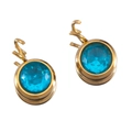 Himmelblauer runder Kristallanhänger mit 7mm Goldspirale für DIY-Schmuckstücke - 10er Pack / Goldbasis-Blau