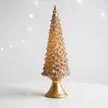 Sparkling gold Christmas tree ornament with 34cm height and 12cm diameter base - Large Gold Christmas Tree With LED Style F