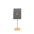 Golden elephant necklace with colorful zircons displayed on a grey velvet jewelry stand - Rectangular Pendant Rack (High) - Gray