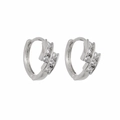 Orecchini a cerchio eleganti in rame color argento con piccoli zirconi trasparenti - Argento